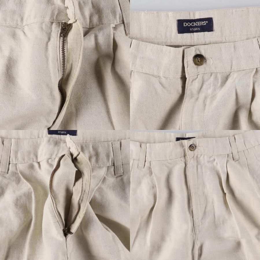 90s DOCKERS Khakisドッカーズ ツータックスラックスW36L30 古着 90年代 ドッカーズ DOCKERS khakis ツータック リネン