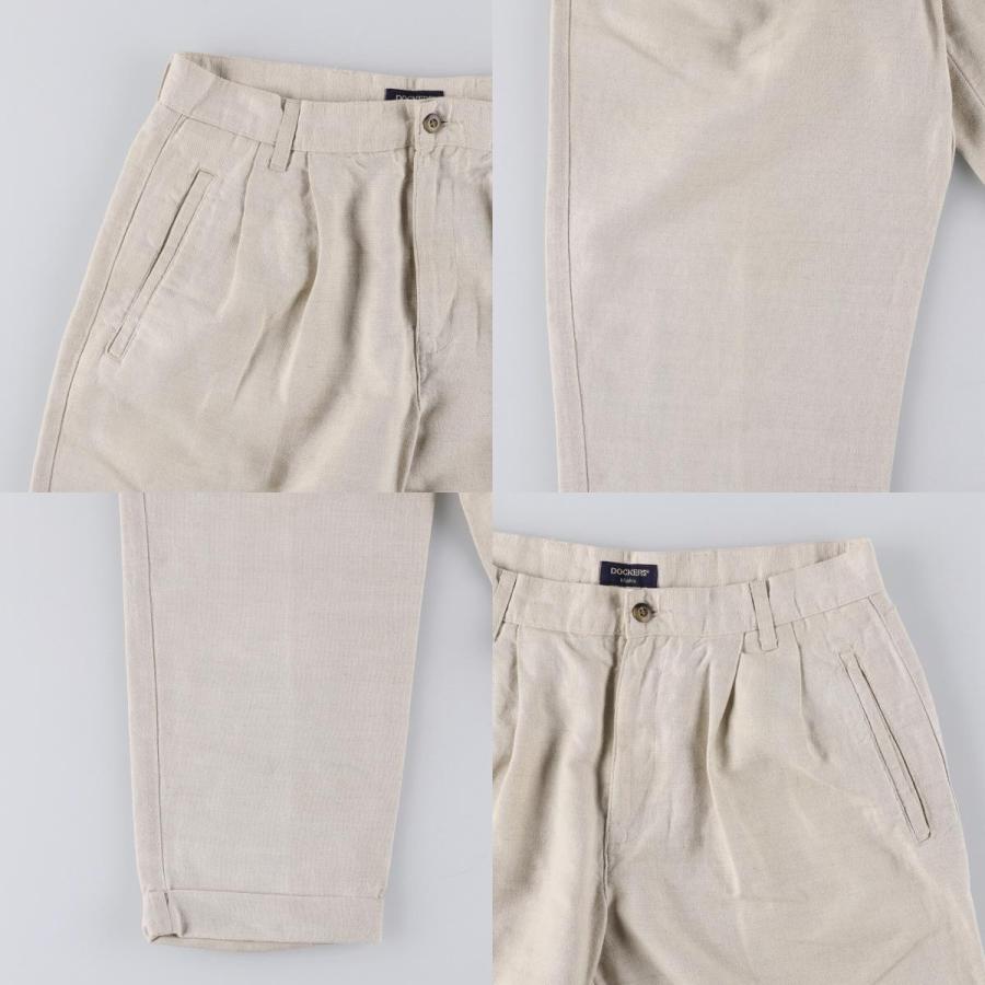 90s ドッカーズ リネン スラックス usa製 古着 90年代 ドッカーズ DOCKERS khakis ツータック リネン