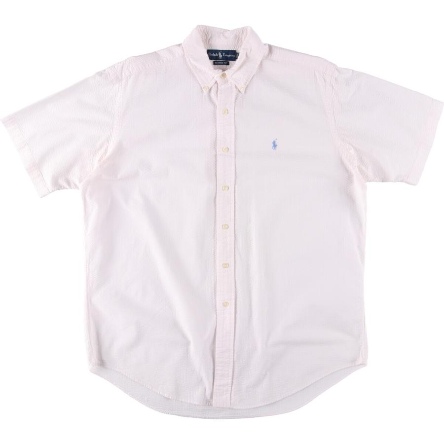 古着 ラルフローレン Ralph Lauren CLASSIC FIT クラシックフィット シアサッカー 半袖 ボタンダウンシャツ メンズL相当 /eaa558348 古着 ラルフローレン Ralph Lauren CLASSIC FIT クラシックフィット