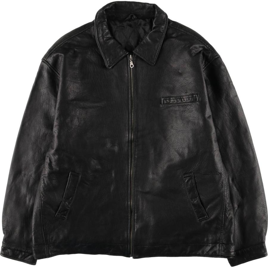古着 中綿入り スイングトップタイプ レザーブルゾン メンズXL相当
