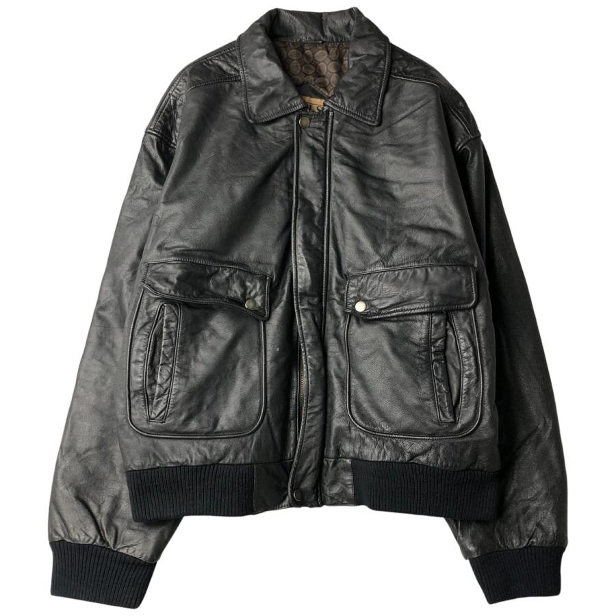 古着 90年代 FALLS CREEK 中綿入り レザーフライトジャケット メンズL