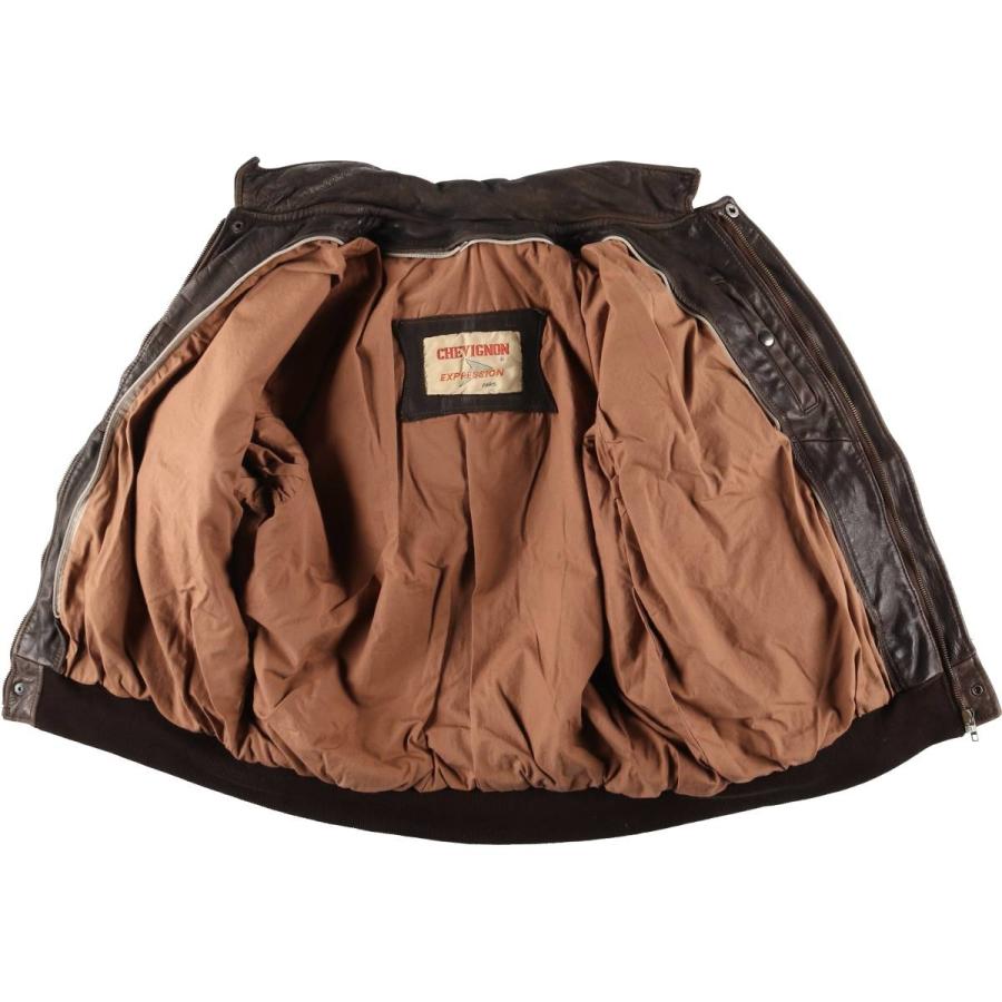 古着 シェビニオン CHEVIGNON レザーフライトジャケット メンズL相当
