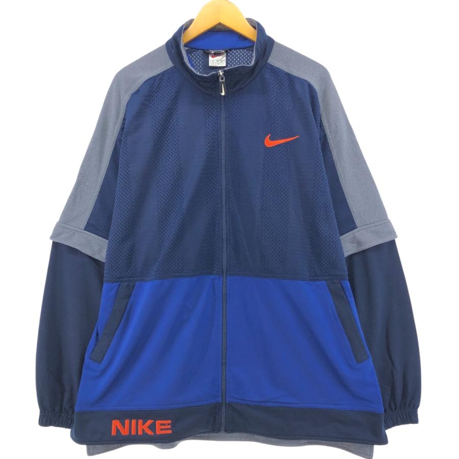 90's古着Nike フルジップジャケット ネイビー/レッド/グレージャージ NIKE 古着 90年代 ナイキ ジャージ バックロゴ トラック