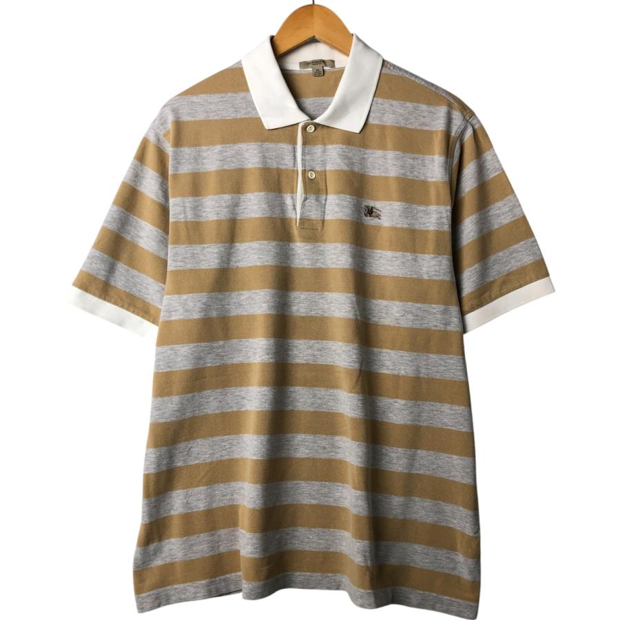Burberry ボーダー　ポロシャツ　L BURBERRY LONDON Cotton Pique Border L/S Polo Shirt ベージュ XL