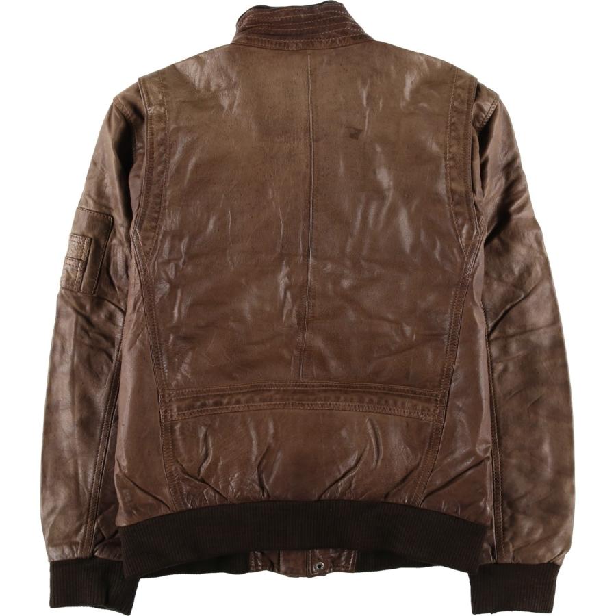 古着 A-2タイプ 中綿入り レザーフライトジャケット メンズL相当