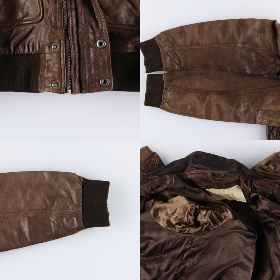 古着 A-2タイプ 中綿入り レザーフライトジャケット メンズL相当