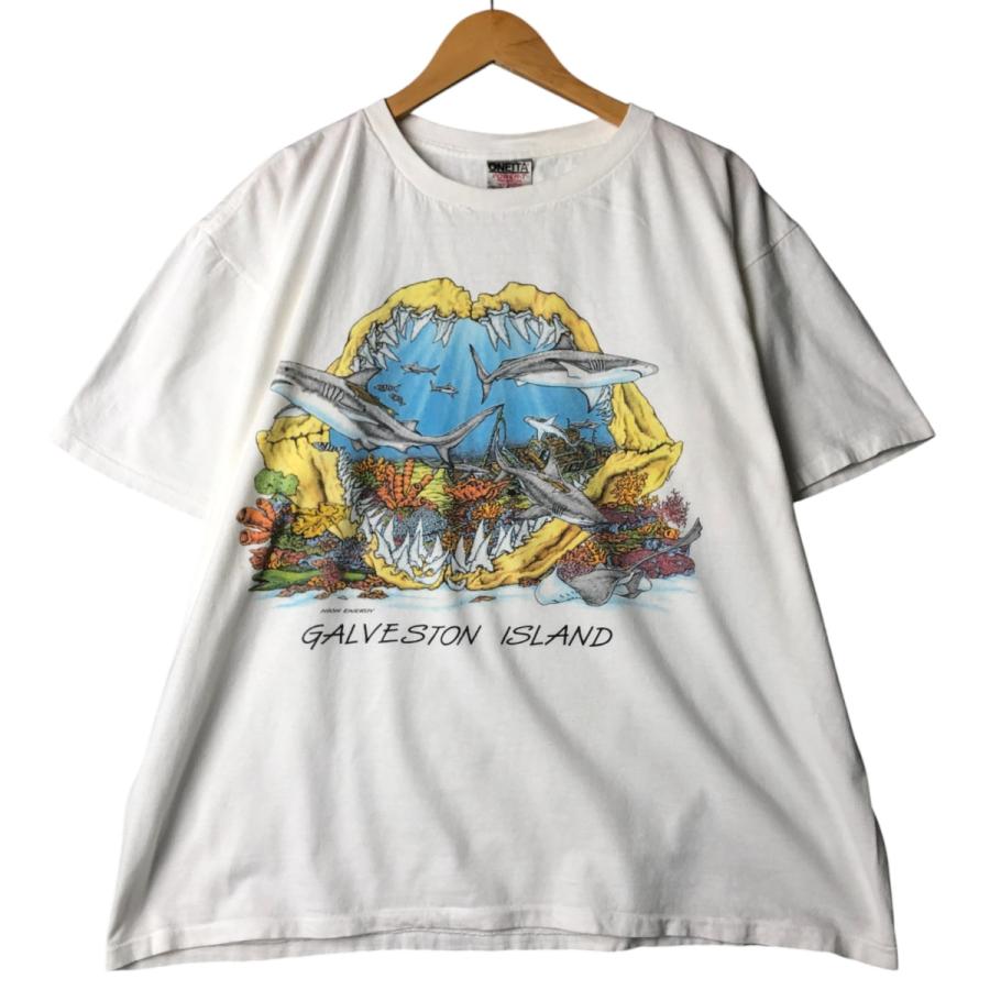 古着 90年代 オニータ ONEITA サメ柄 アニマルTシャツ メンズXL相当 