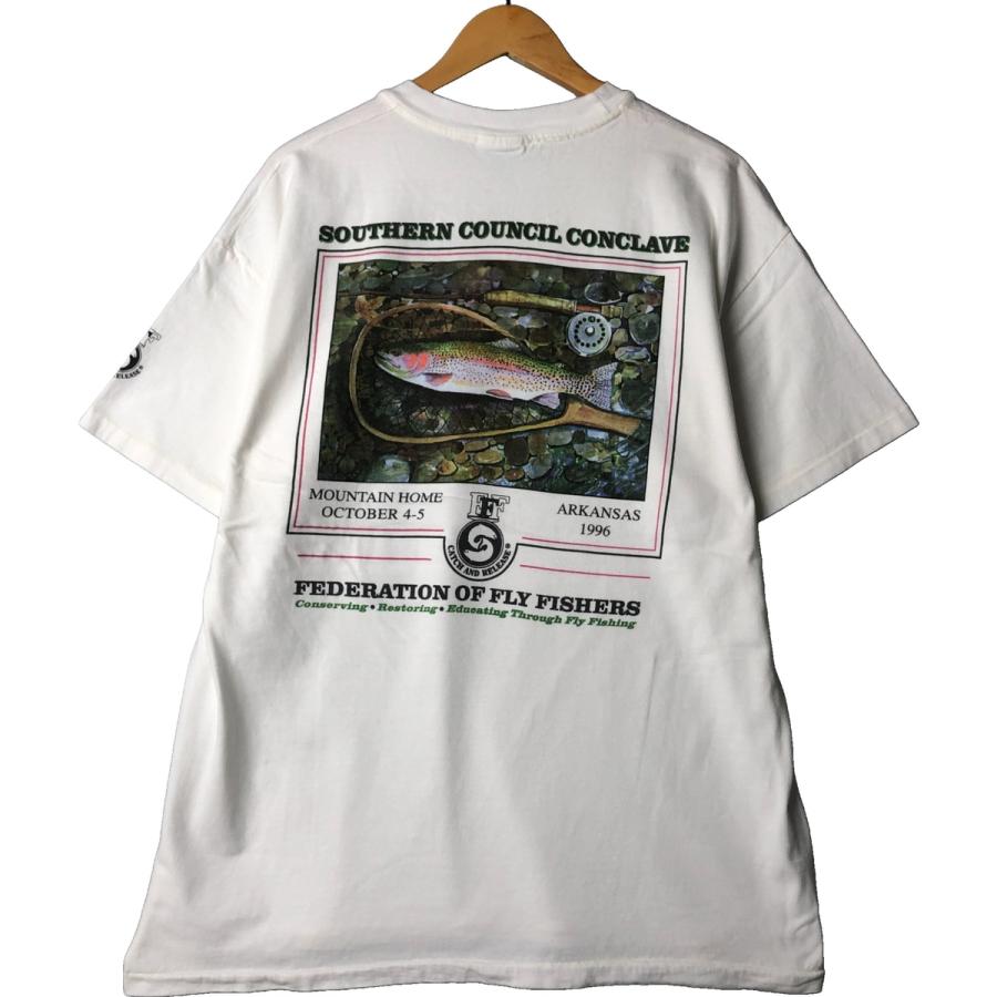 古着 90年代 ヘインズ Hanes BEEFY-T 青タグ 魚柄 アニマルTシャツ USA