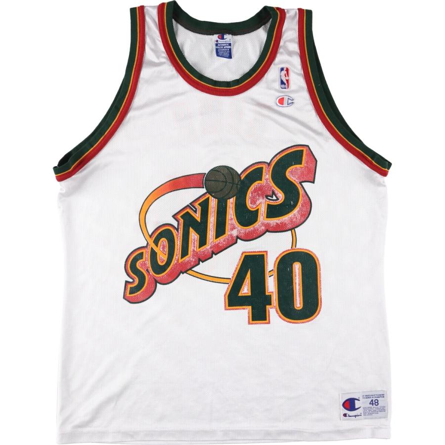 古着 90年代 チャンピオン Champion AUTHENTIC ATHLETIC APPAREL NBA SEATTLE SUPERSONICS シアトルスーパーソニックス メッシュタンクトップ ゲームシャツ メンズL相当 /eaa564341 Champion（チャンピオン） 古着 90年代 NBA シアトルスーパー