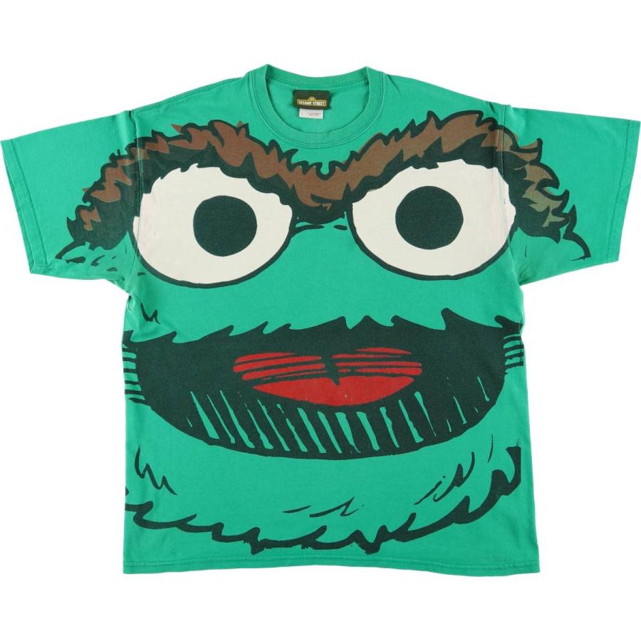 古着 90年代 SESAME STREET セサミストリート オスカー 大判プリント