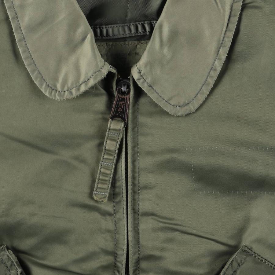 アルファ USA製 90s CWU-45/P フライトジャケット オリーブ　短丈 古着 90年代 民間品 アルファ ALPHA CWU-45/Pタイプ 中綿入り