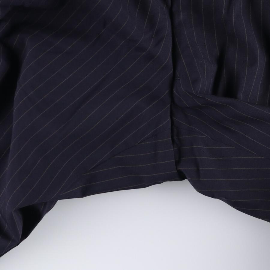 【90s】ストライプスラックス ヴィンテージ 80～90s 日本製 Vicuna ストライプ タック スラックス ネイビー