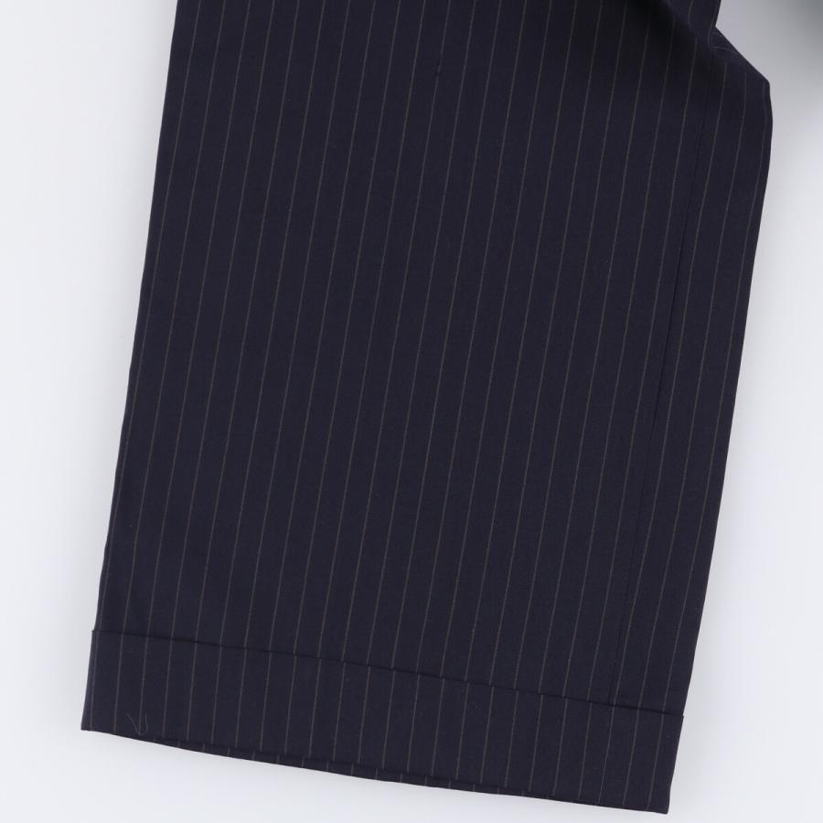 【90s】ストライプスラックス ヴィンテージ 80～90s 日本製 Vicuna ストライプ タック スラックス ネイビー