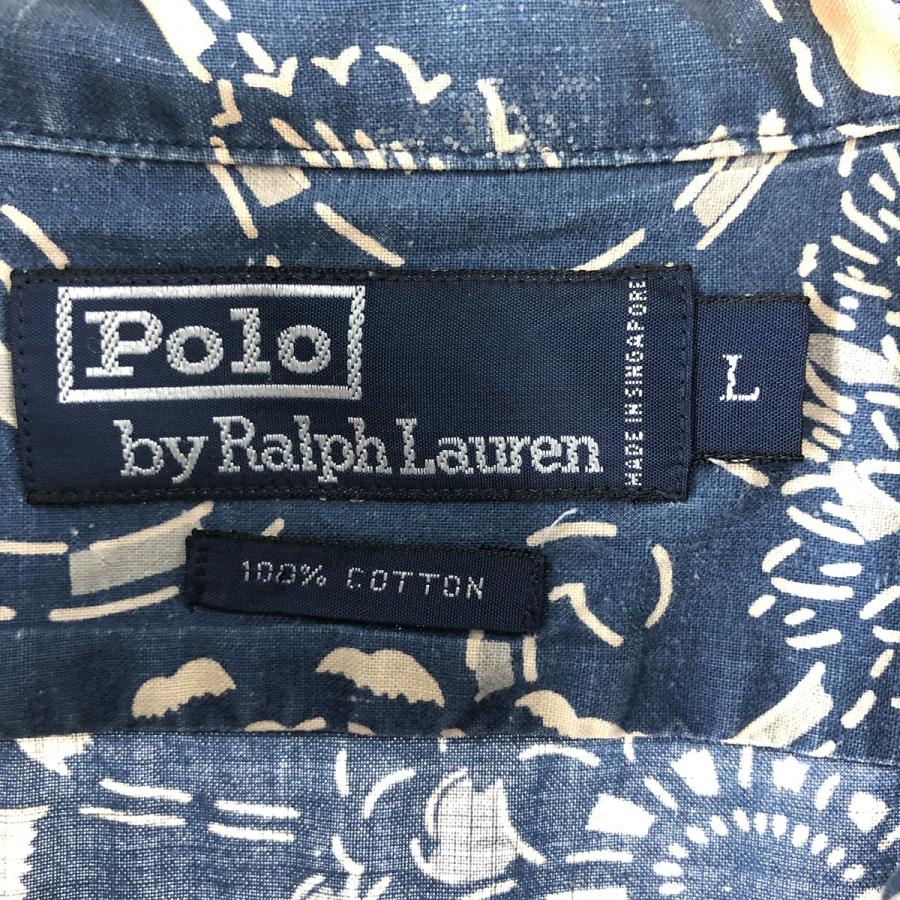 古着 ラルフローレン POLO by Ralph Lauren 総柄 オープンカラー  