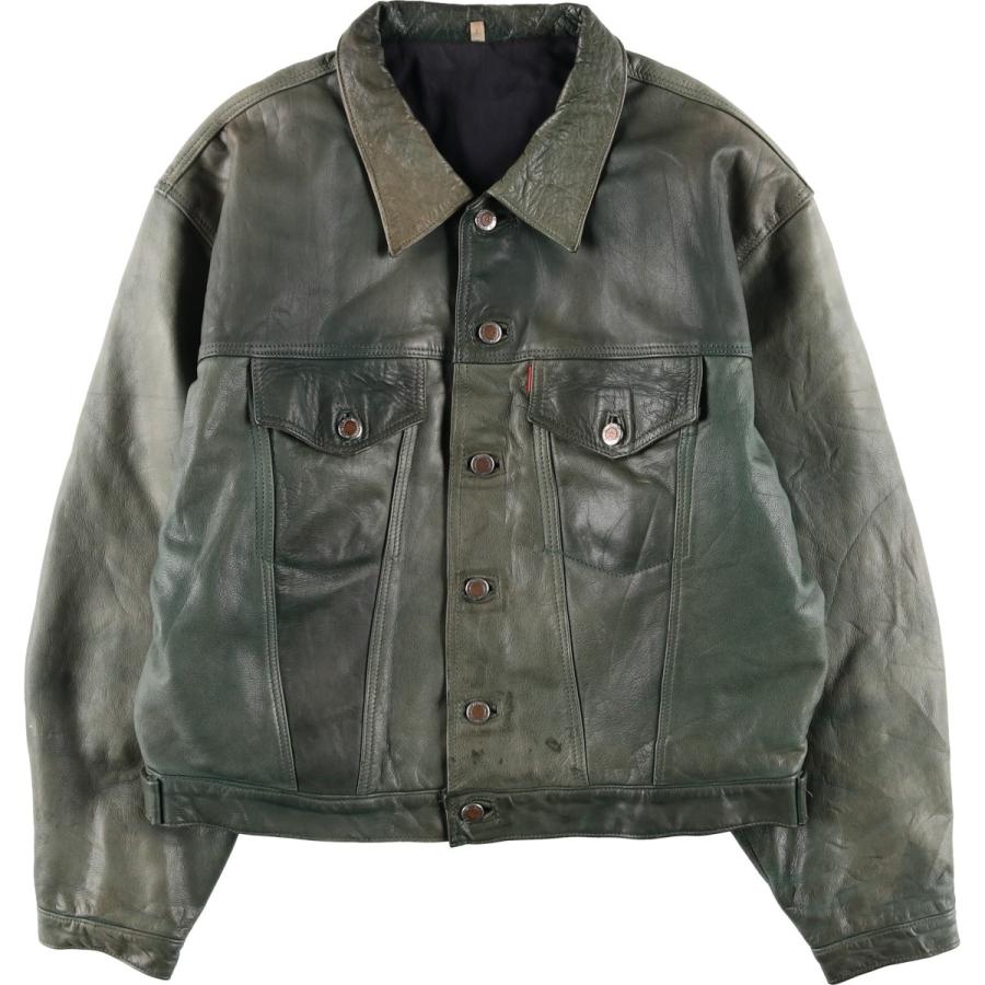 古着 トラッカージャケット レザージャケット メンズL相当