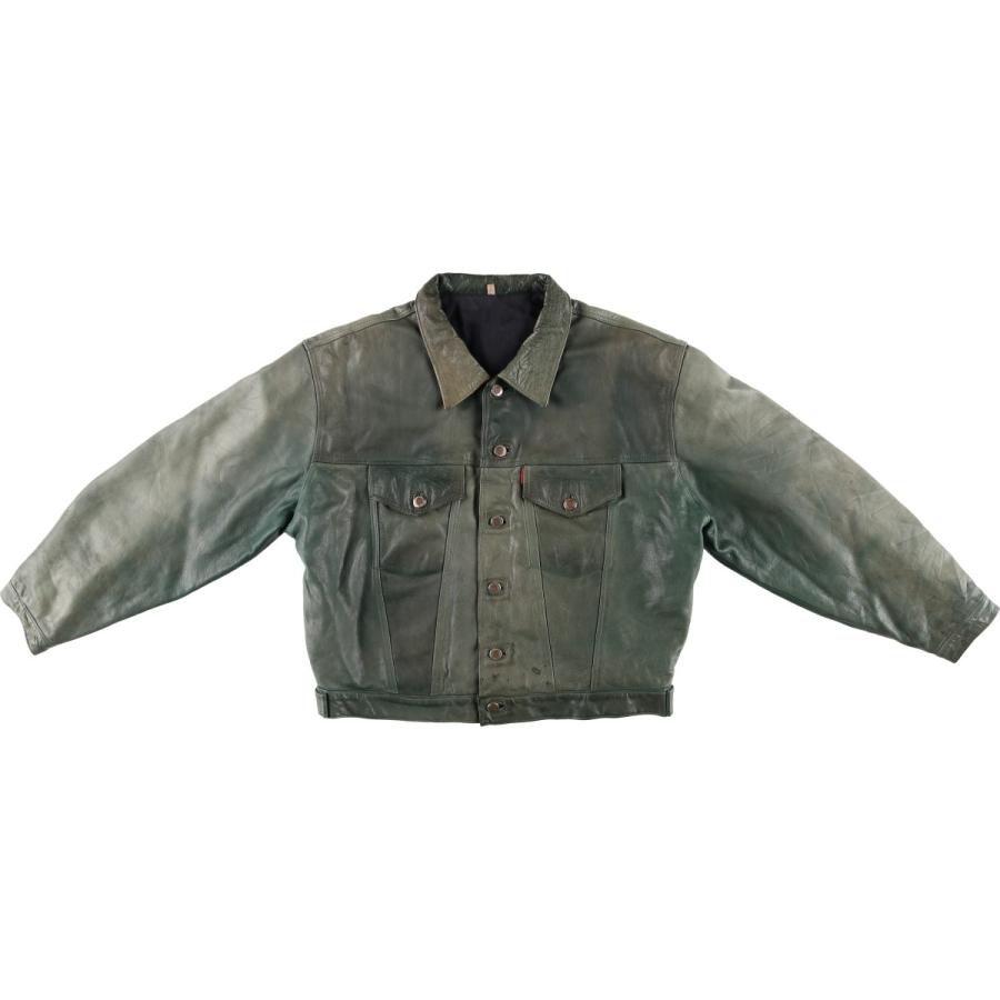 古着 トラッカージャケット レザージャケット メンズL相当