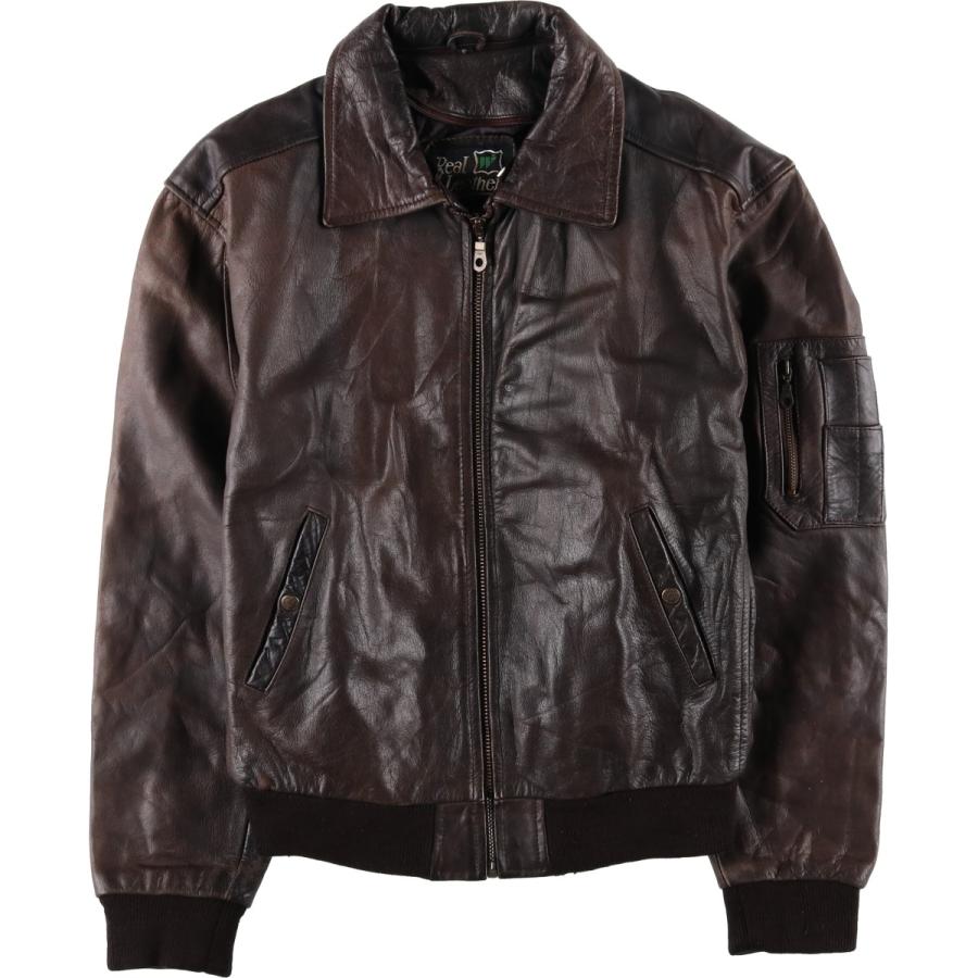 古着 90年代 REAL LEATHER スイングトップタイプ レザーブルゾン