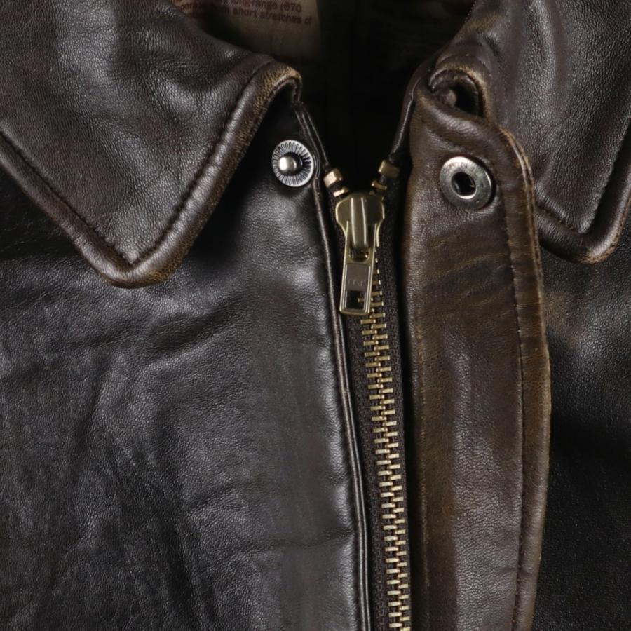 古着 A-2タイプ 中綿入り レザーフライトジャケット メンズXL相当