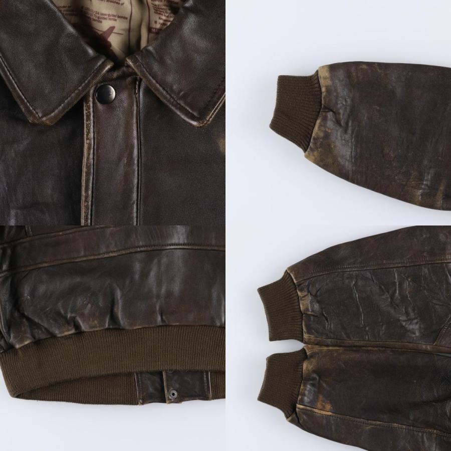 古着 A-2タイプ 中綿入り レザーフライトジャケット メンズXL相当