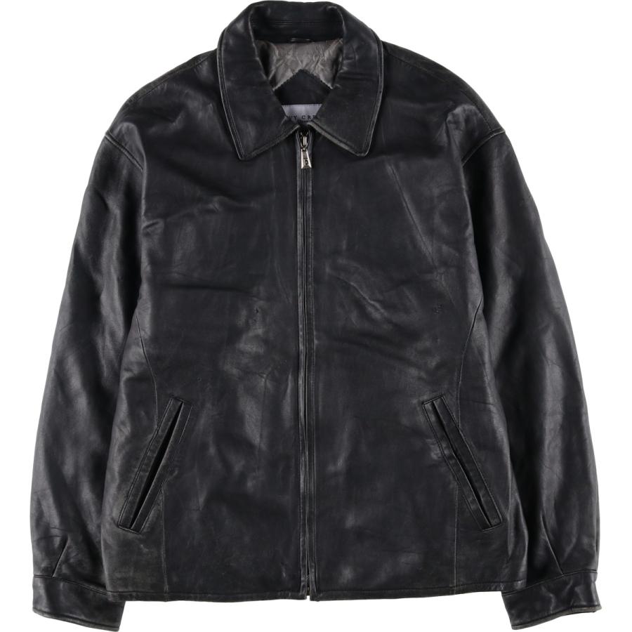 レザー 中綿 ブルゾン シンプル オールブラック 短丈 黒 ヴィンテージ M レザー 中綿 ブルゾン シンプル オールブラック 短丈 黒 ヴィンテージ
