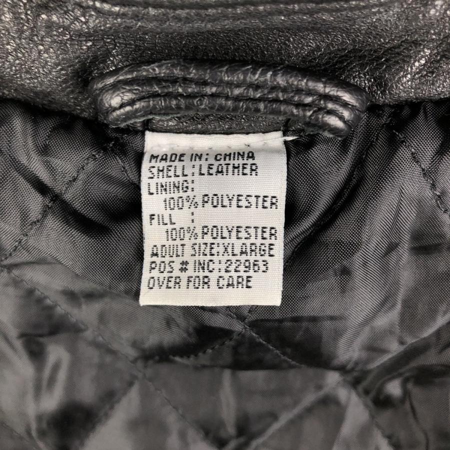 古着 スイングトップタイプ 中綿入り レザーブルゾン メンズXL相当