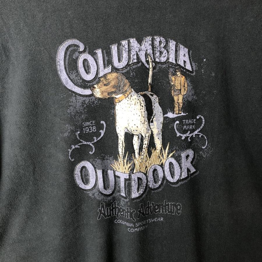 90s columbia ロンt カットソー　犬　USA製 Columbia 古着 コロンビア 犬柄 ロングTシャツ ロンT メンズXL