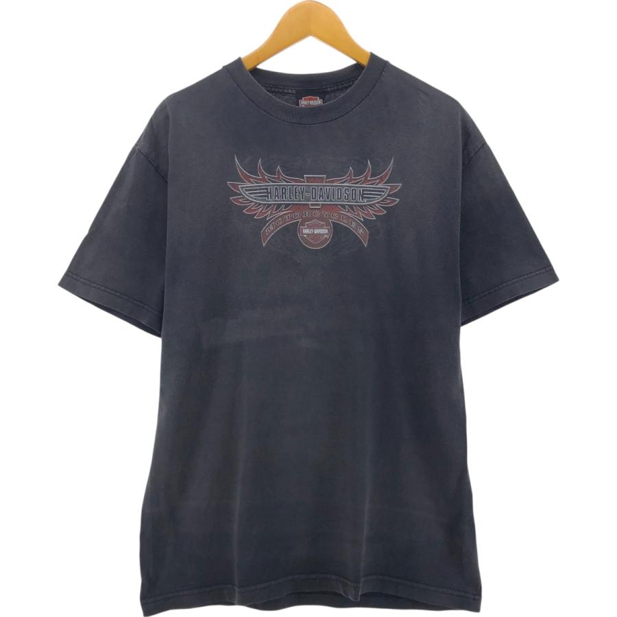 【2002年、猪バックプリント】ハーレーダビットソン古着Tシャツ猪突猛進バイク アメリカ製 Harley Davidson バックプリントTシャツ – 古着屋Top