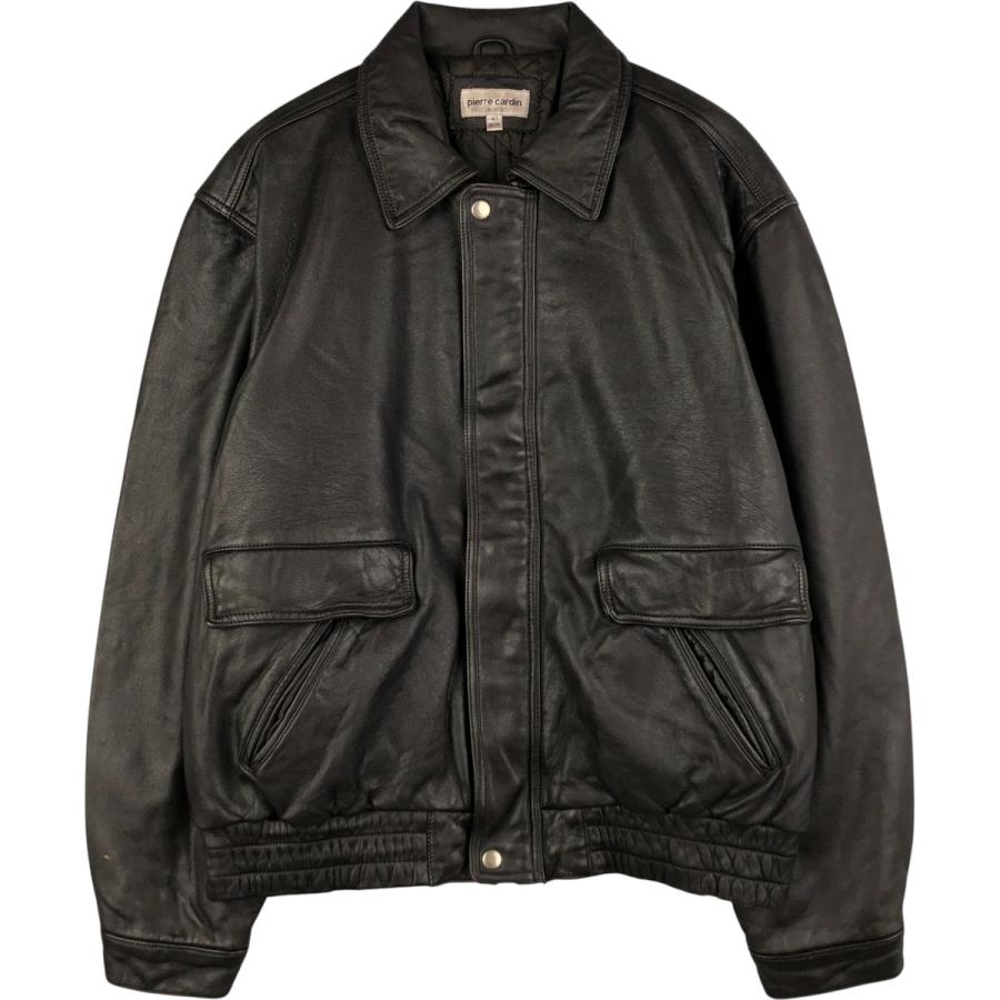 PIERRE CARDIN レザージャケット Vintage Pierre Cardin Black Leather Jacket Biker Moto Size L Black