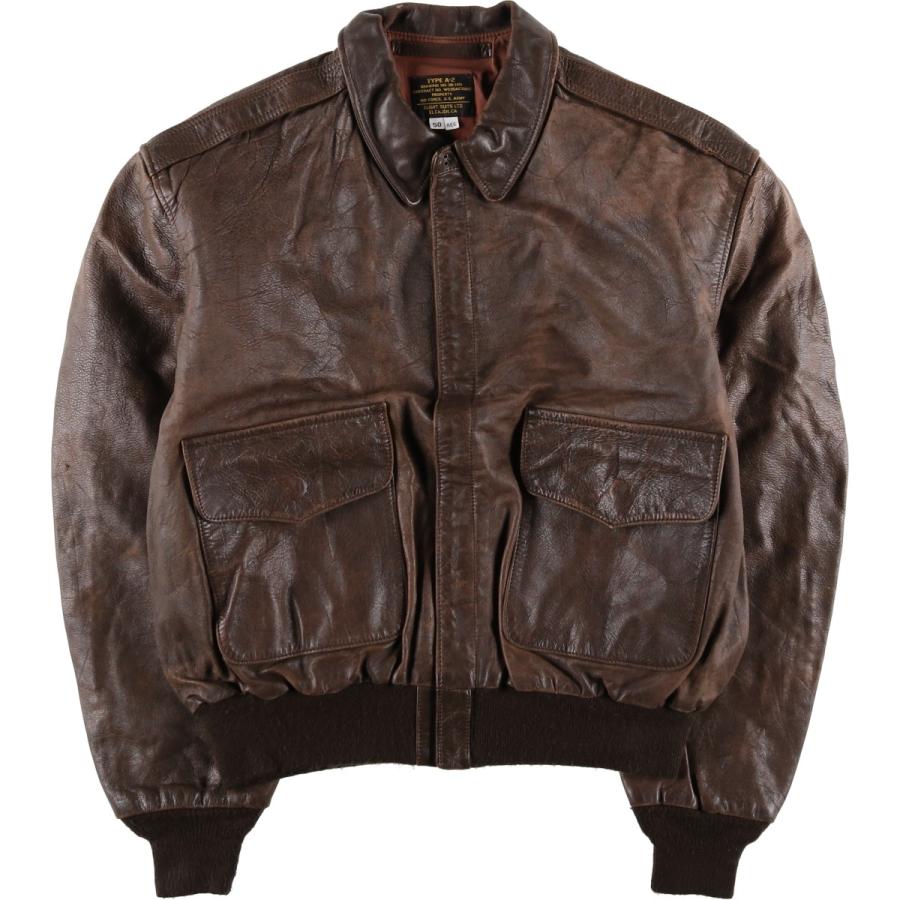古着 民間品 A-2タイプ レザーフライトジャケット メンズL相当