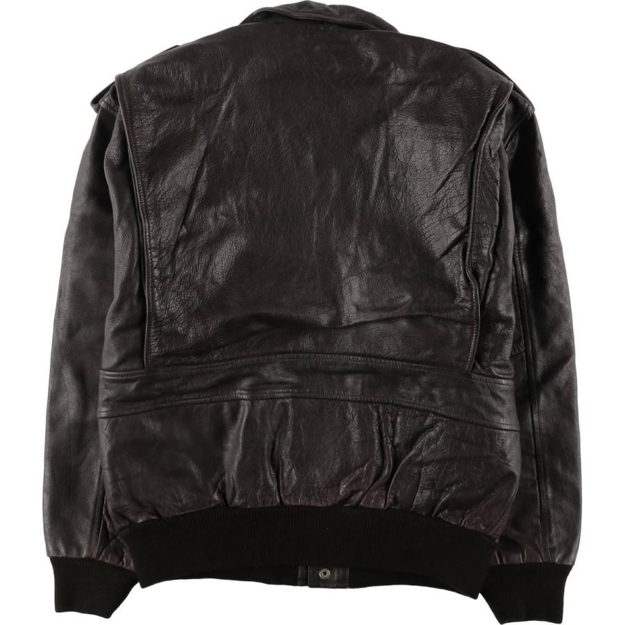 古着 A-2タイプ 中綿入り レザーフライトジャケット メンズXL相当