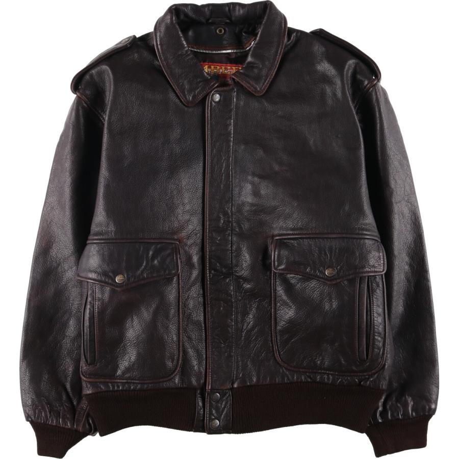 ヴィンテージ A-2 ラムレザーフライトジャケット キルティング ブラック 古着 古着 BOMBERS A-2タイプ レザーフライトジャケット メンズM相当