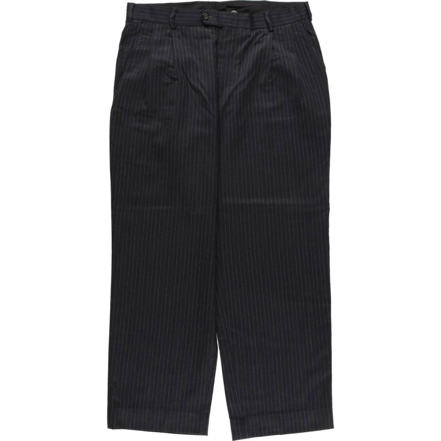 古着 ランズエンド LANDS' END ストライプ柄 ツータック ウールパンツ