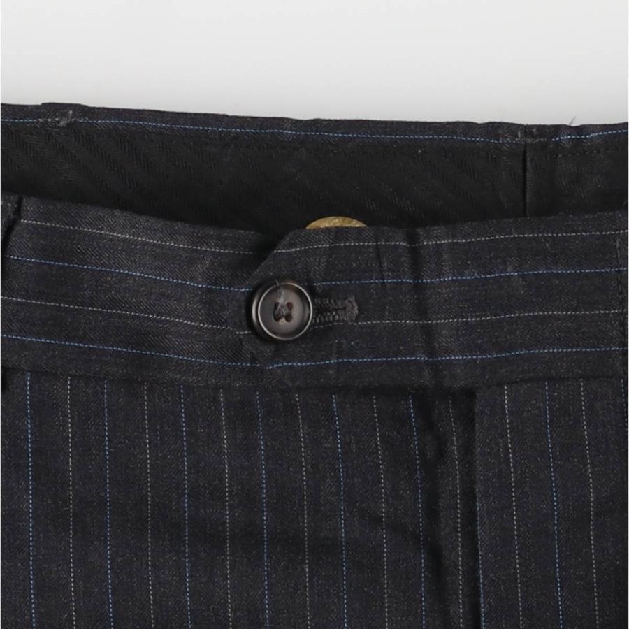 古着 ランズエンド LANDS' END ストライプ柄 ツータック ウールパンツ