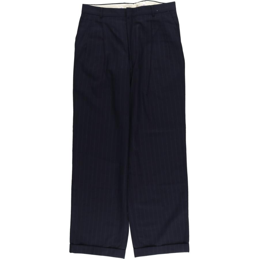 古着 ストライプ柄 ツータック スラックスパンツ メンズw32相当