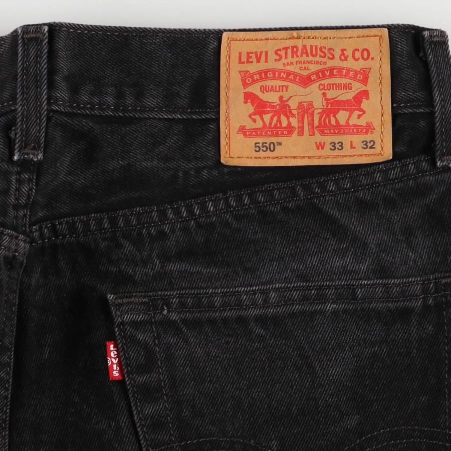 リーバイス550 ブラックデニム ルーズ ジーンズ W42 古着 テーパード Levi's リーバイス 550 ブラックデニムパンツ ワイド メンズW42