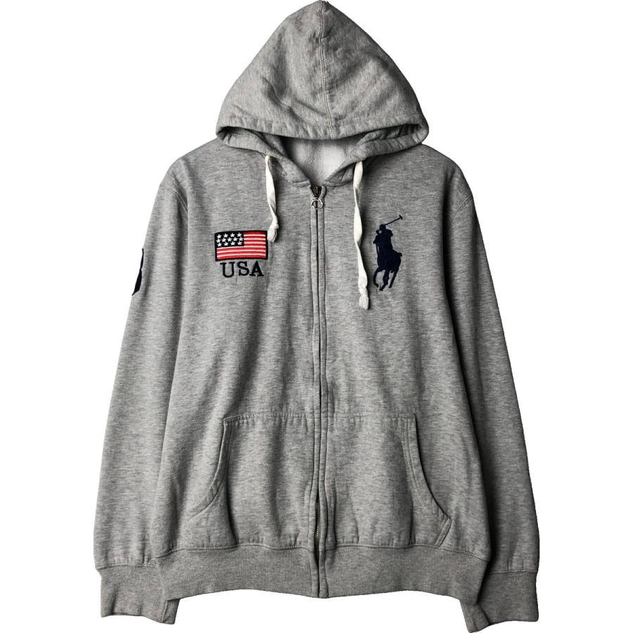 Polo by Ralph Lauren ビッグポニー フルジップ LL星条旗 古着 ラルフローレン POLO RALPH LAUREN CUSTOM FIT 星条旗柄