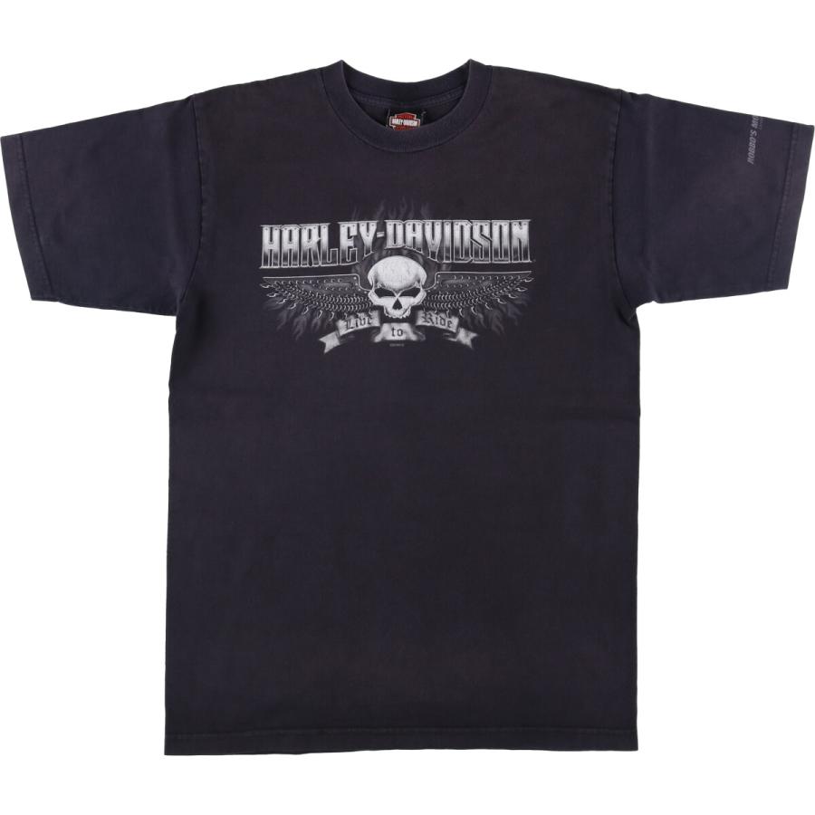 古着 00年代 ハーレーダビッドソン ドクロ柄 スカル柄 スカルウィング  