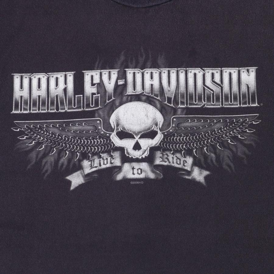 古着 00年代 ハーレーダビッドソン ドクロ柄 スカル柄 スカルウィング  