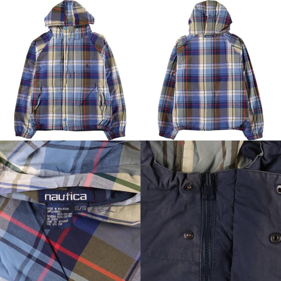 古着 90年代 ノーティカ NAUTICA チェック柄 リバーシブル コットンパーカー メンズXL相当 ヴィンテージ/eaa573620 NAUTICA（ノーティカ） 古着 90年代 チェック柄 リバーシブル コットン
