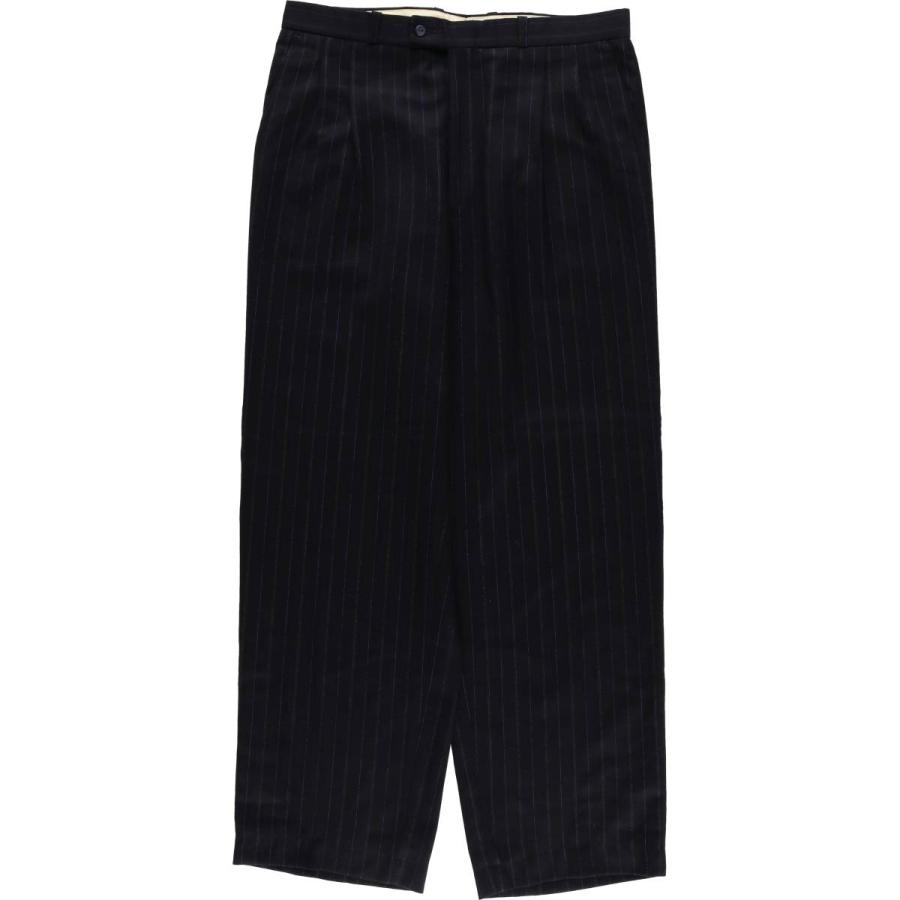 古着 ストライプ柄 ツータック スラックスパンツ メンズw33相当  