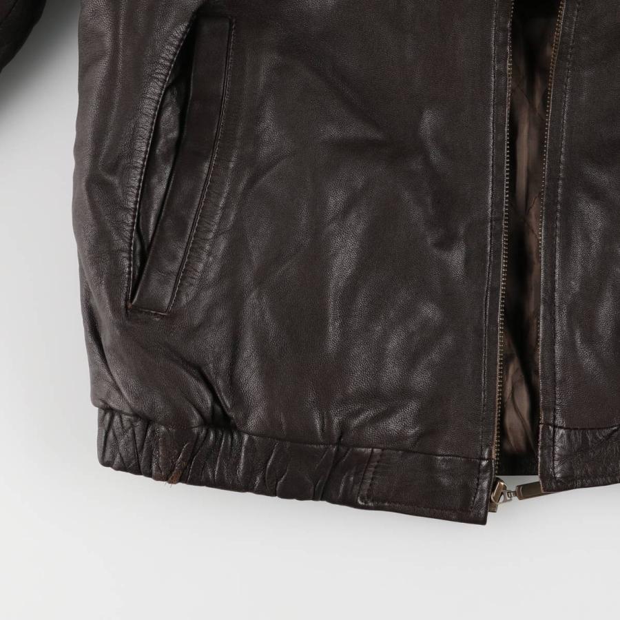 ヴィンテージ ブルゾン スエード調 襟レザー ダークブラウン 古着 中綿 短丈 古着 80～90年代 Reed sportswear A-2タイプ 中綿入り レザーブルゾン