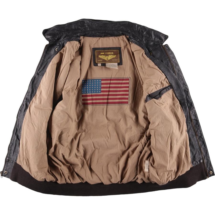 古着 AIR FORCE A-2タイプ 中綿入り レザーフライトジャケット メンズ
