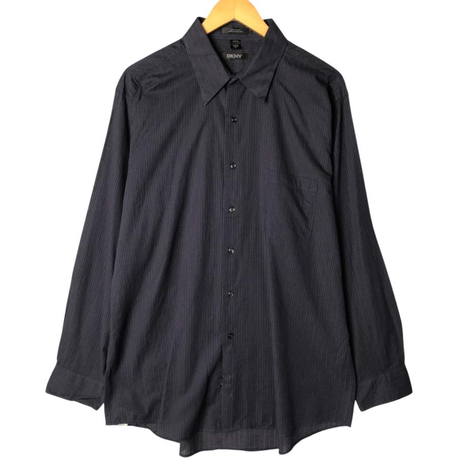 古着 ダナキャランニューヨーク DKNY 長袖 コットンストライプシャツ