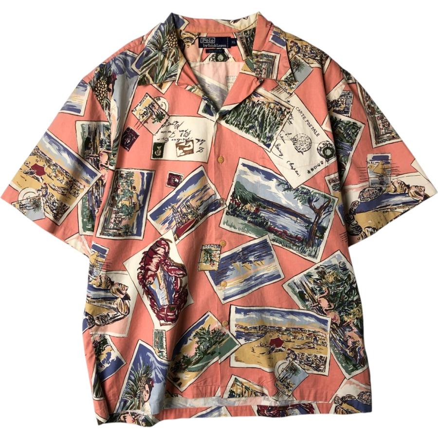 古着 ラルフローレン POLO by Ralph Lauren 総柄 オープンカラー