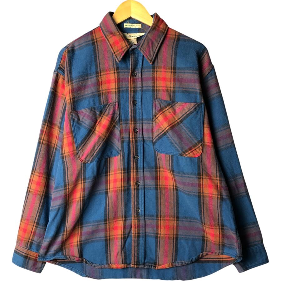 BIG MAC USA製 大判チェックネルシャツ L 90sセントジョンズベイ USA製 90s ST JOHN'S BAY Check Flannel L/S Shirt 茶 XL セント