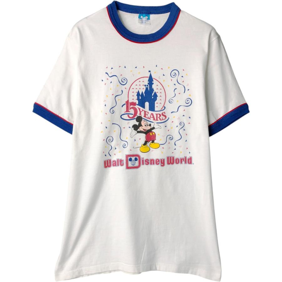 70s ディズニー ミッキーマウス ビッグフェイス リンガーTシャツ USA古着
