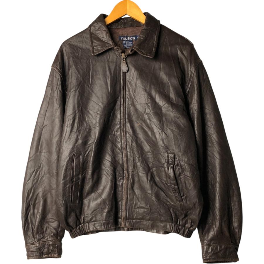 古着 EXCELLED スイングトップタイプ 中綿入り レザーブルゾン メンズL  