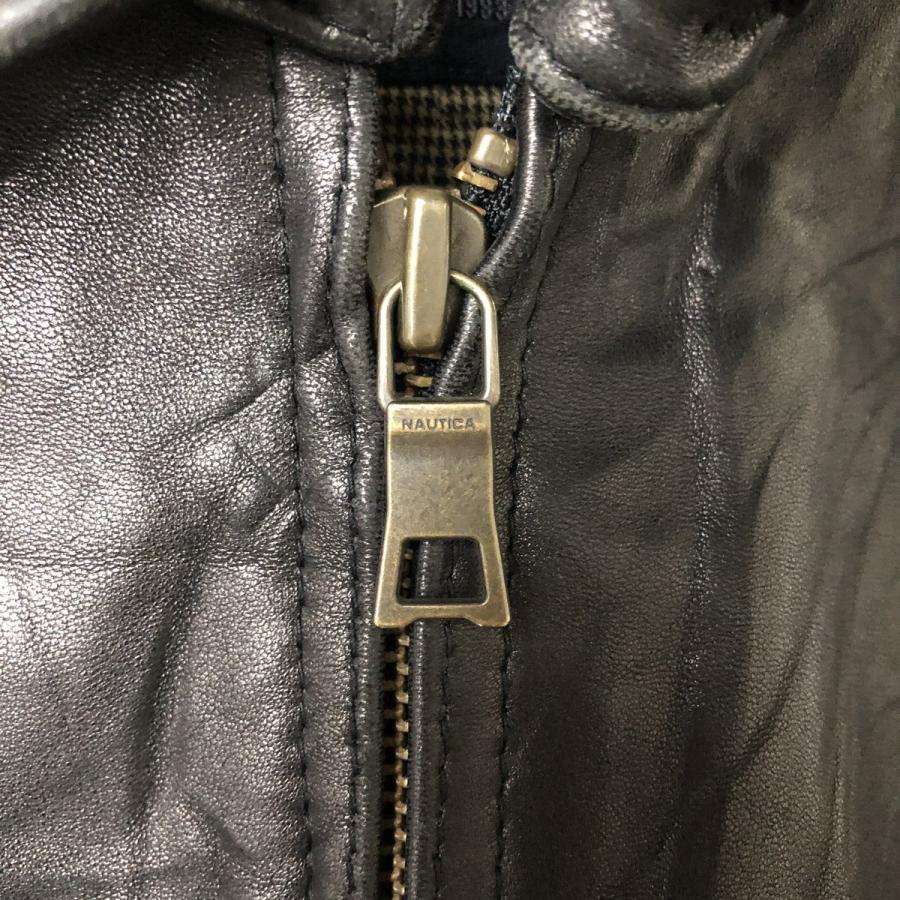 NAUTICA 古着 ノーティカ スイングトップタイプ レザーブルゾン