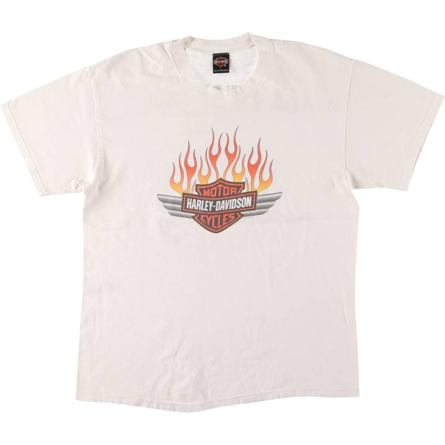 90’s USA製 Harley-Davidson ファイヤー Tシャツ L 古着 90s USA製 HARLEY DAVIDSON ファイヤー ロゴ ウィング T