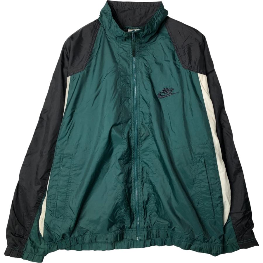 【90s 古着】ナイキ プルオーバー ナイロンジャケット ネイビー×グリーン 90~00s】NIKE ナイキ ナイロンジャケット グリーン ネイビー